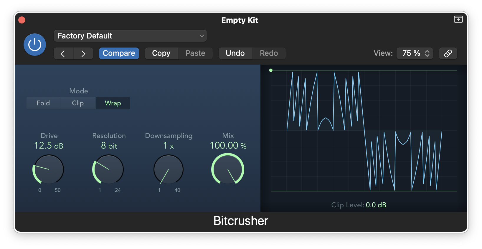 Logic Pro Bitcrusher plugin